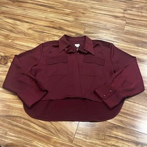 Burgundy Button Down Shirt for Women